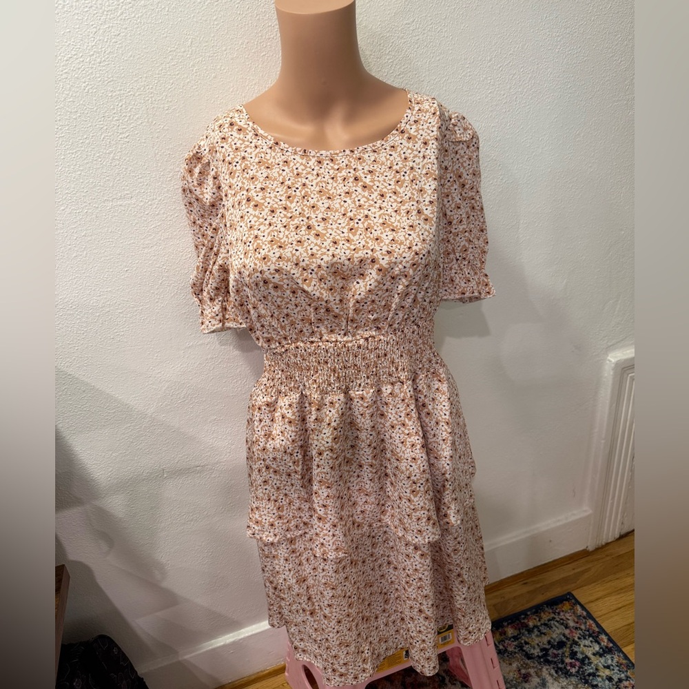 Floral Print Smocked Waist Dress